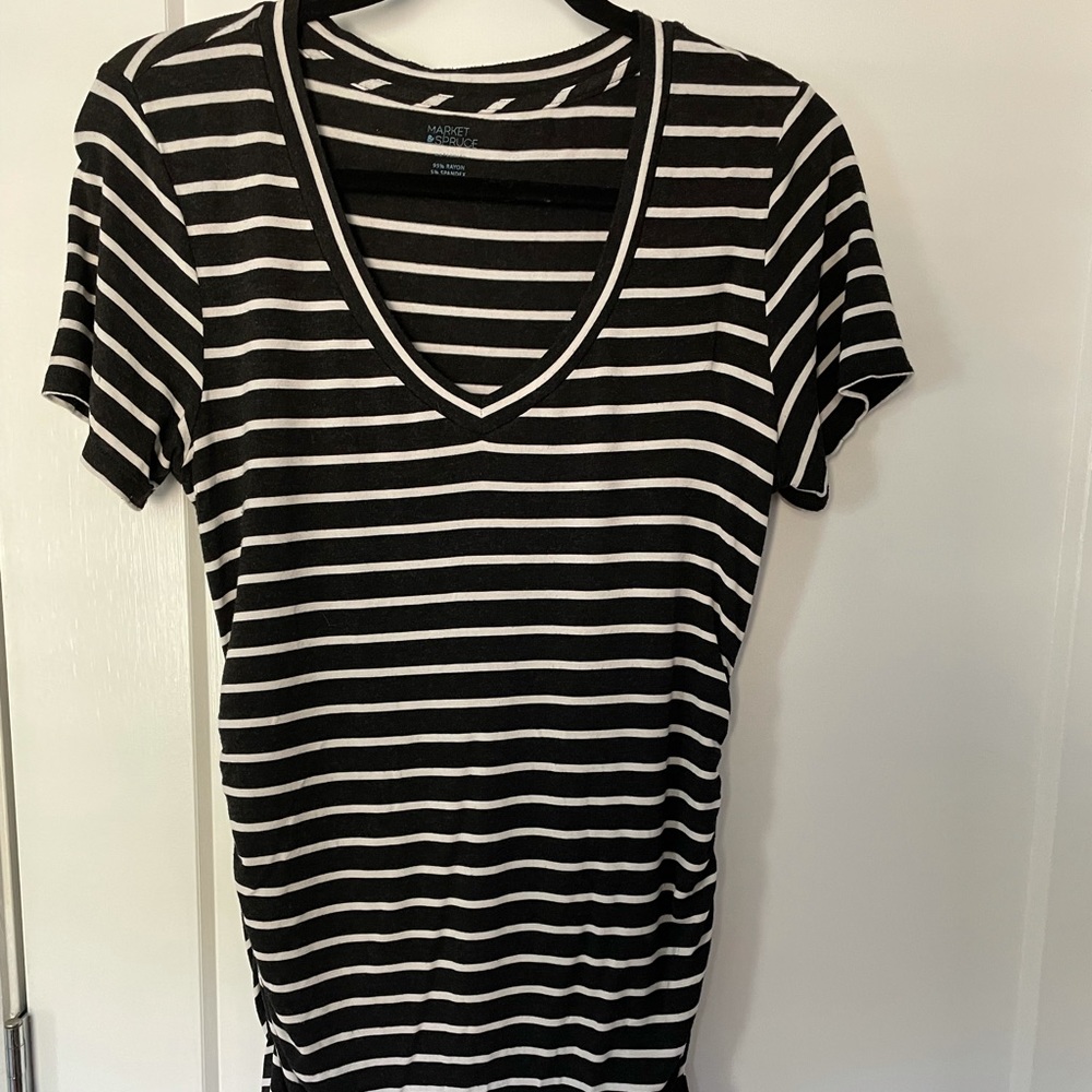 Maternity shirt - dark gray and white stripes - Market & Spruce - size small